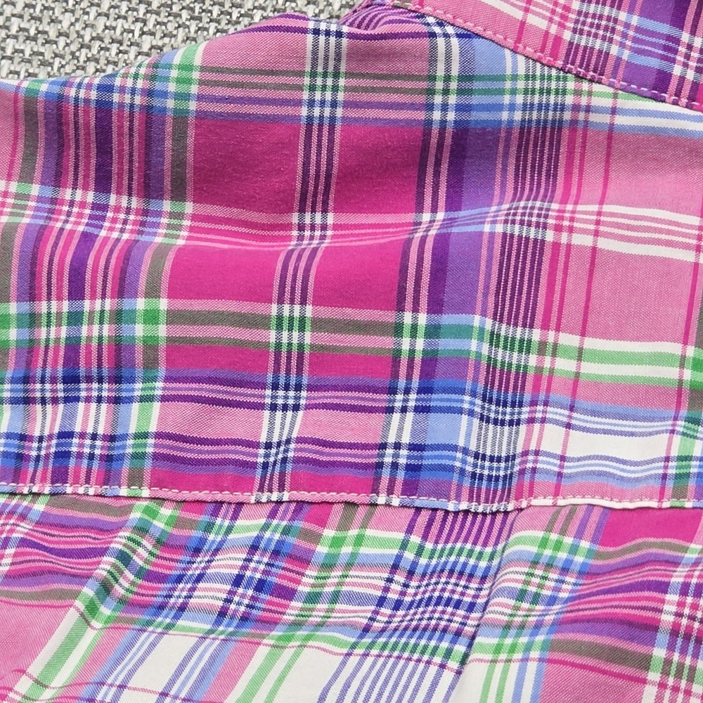 Ralph Lauren Shirt Mens Medium Pink Plaid Slim Fit Button Down Long Sleeve Pony - Picture 9 of 10